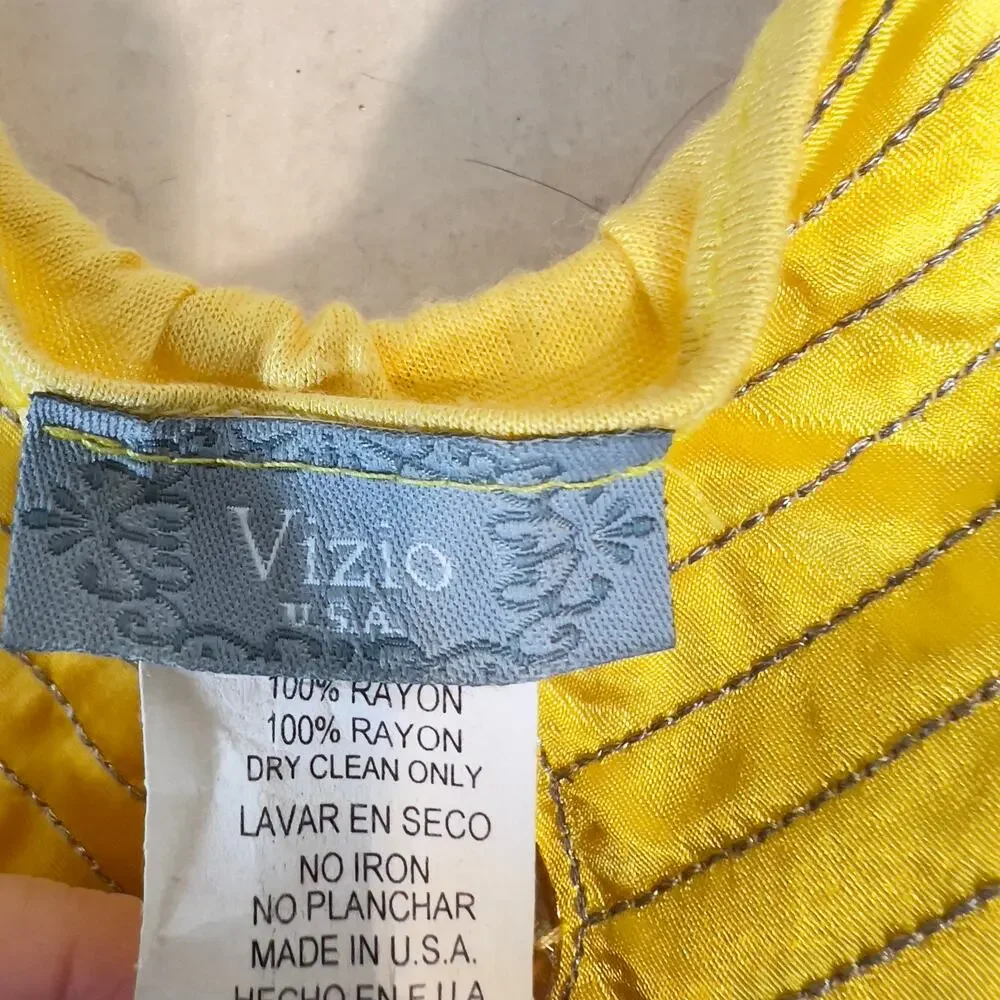 Vizio USA Tunic Top Woman's Large 100% Rayon Made in USA Ruched Style #11348